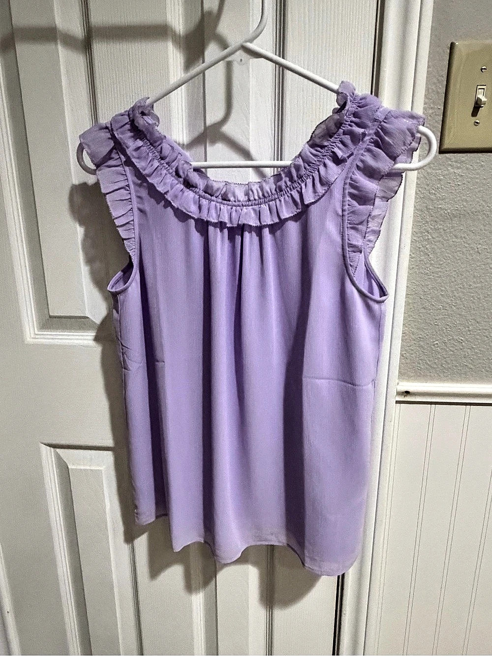J.Crew Ruffleneck crinkle top Purple XXS
